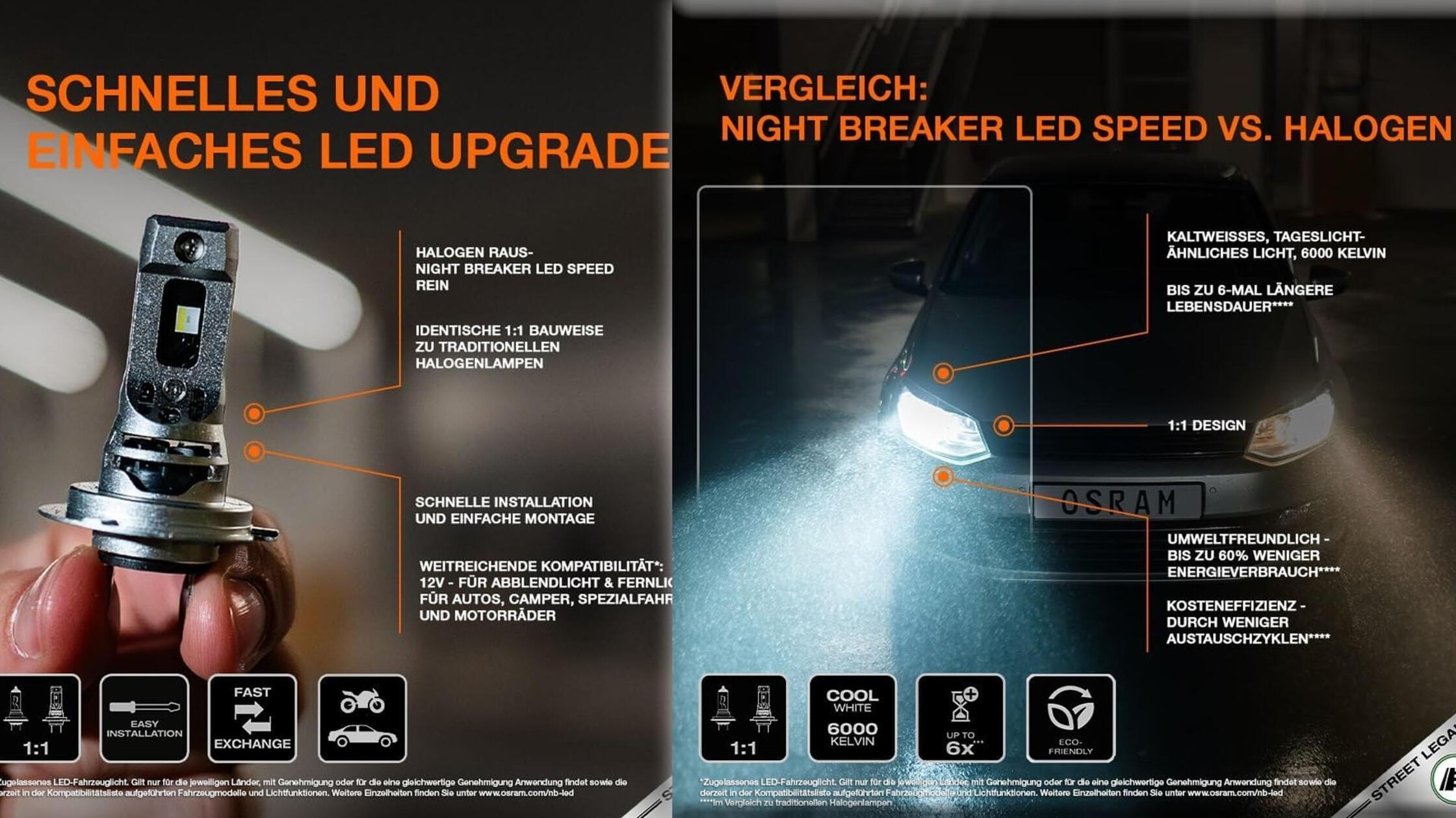  LED Scheinwerfer Osram Night Breaker Speed 450