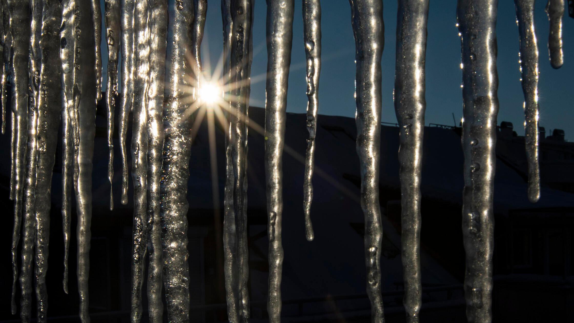 Icicles Hang From House Roof In Serbia