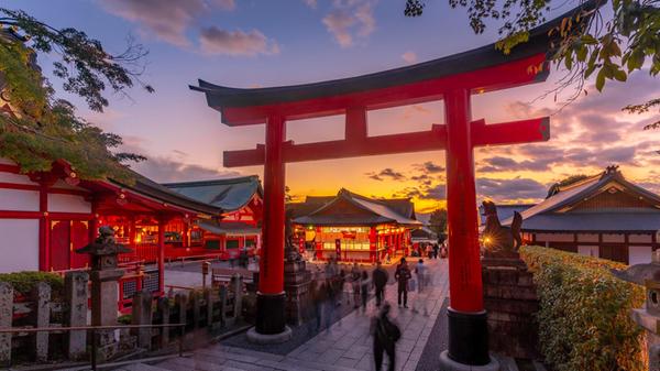 View of Torii Gate at Kyoto's Fushimi Inari Buddis