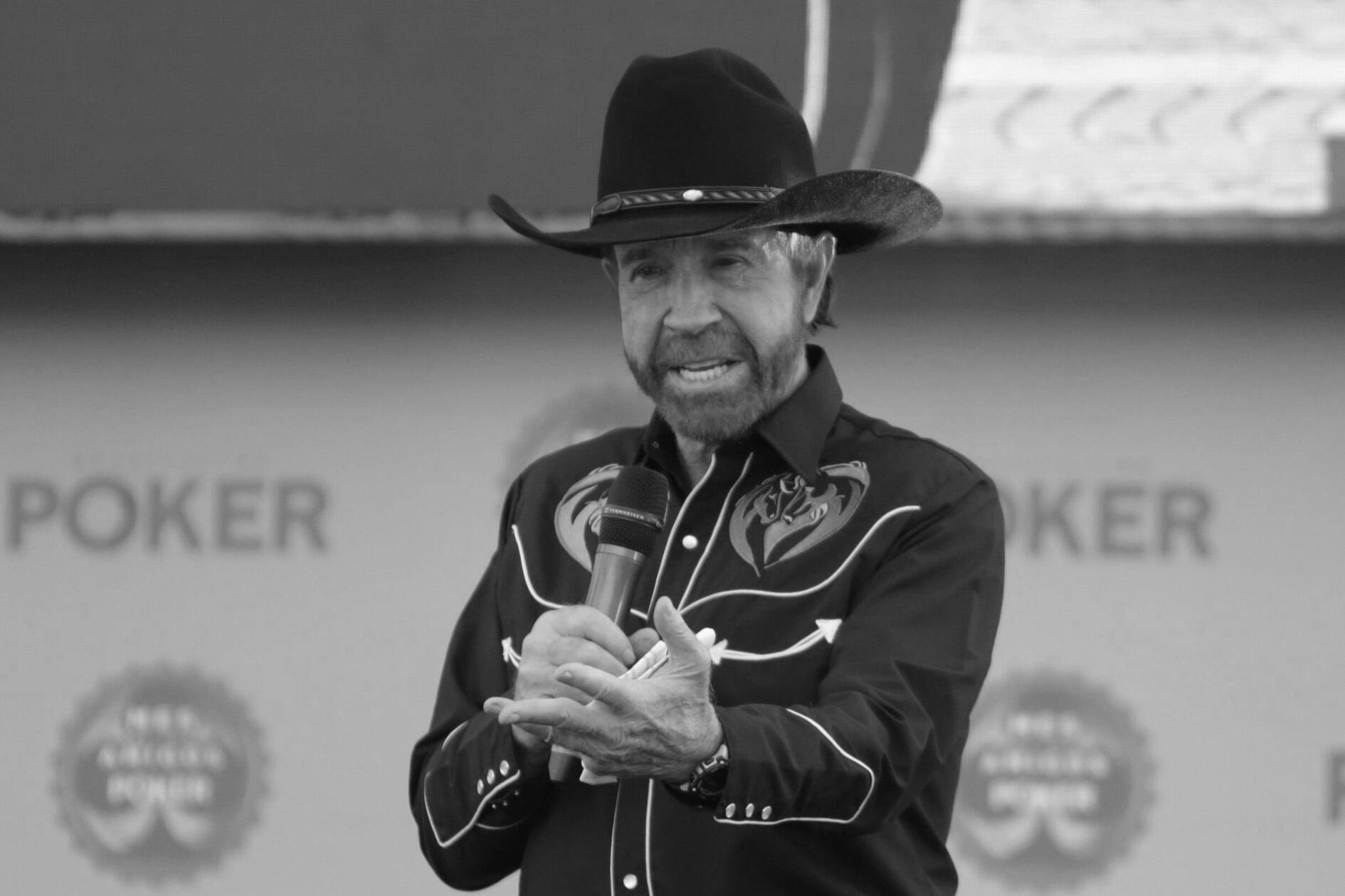 ***CORRECTION*** US actor Chuck Norris speaks duri