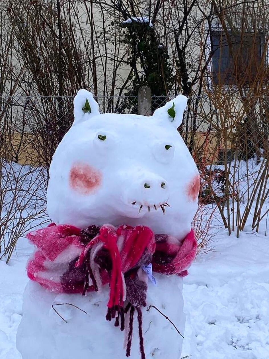Mal eine andere Figur: Schweinchen Schnee.