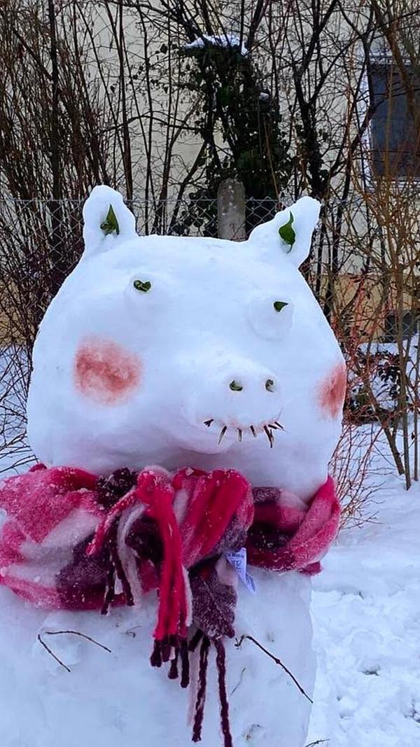 Mal eine andere Figur: Schweinchen Schnee.