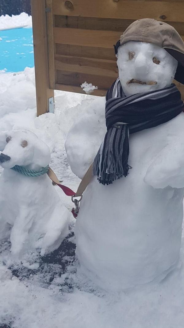 "Bei dem Wetter treibt man keinen Hund vor die Tür", heißt es oft bei schlechtem Wetter. Astrid Schiller macht aber genau das. In Feucht zieren Schneeherrchen nebst Hund nun den Garten.