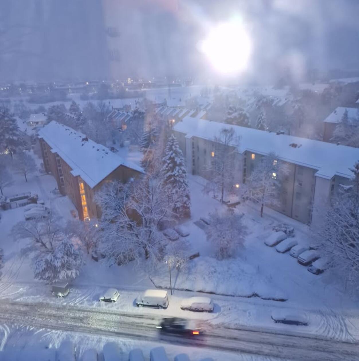 Schwabach im Schnee aus ungewöhnlicher Perspektive, fotografiert von Lothar Maßeli.