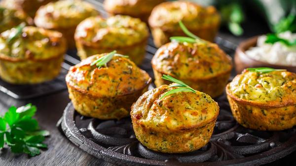 Hausgemachte ZucchiniMuffins mit Fetakäse pikante