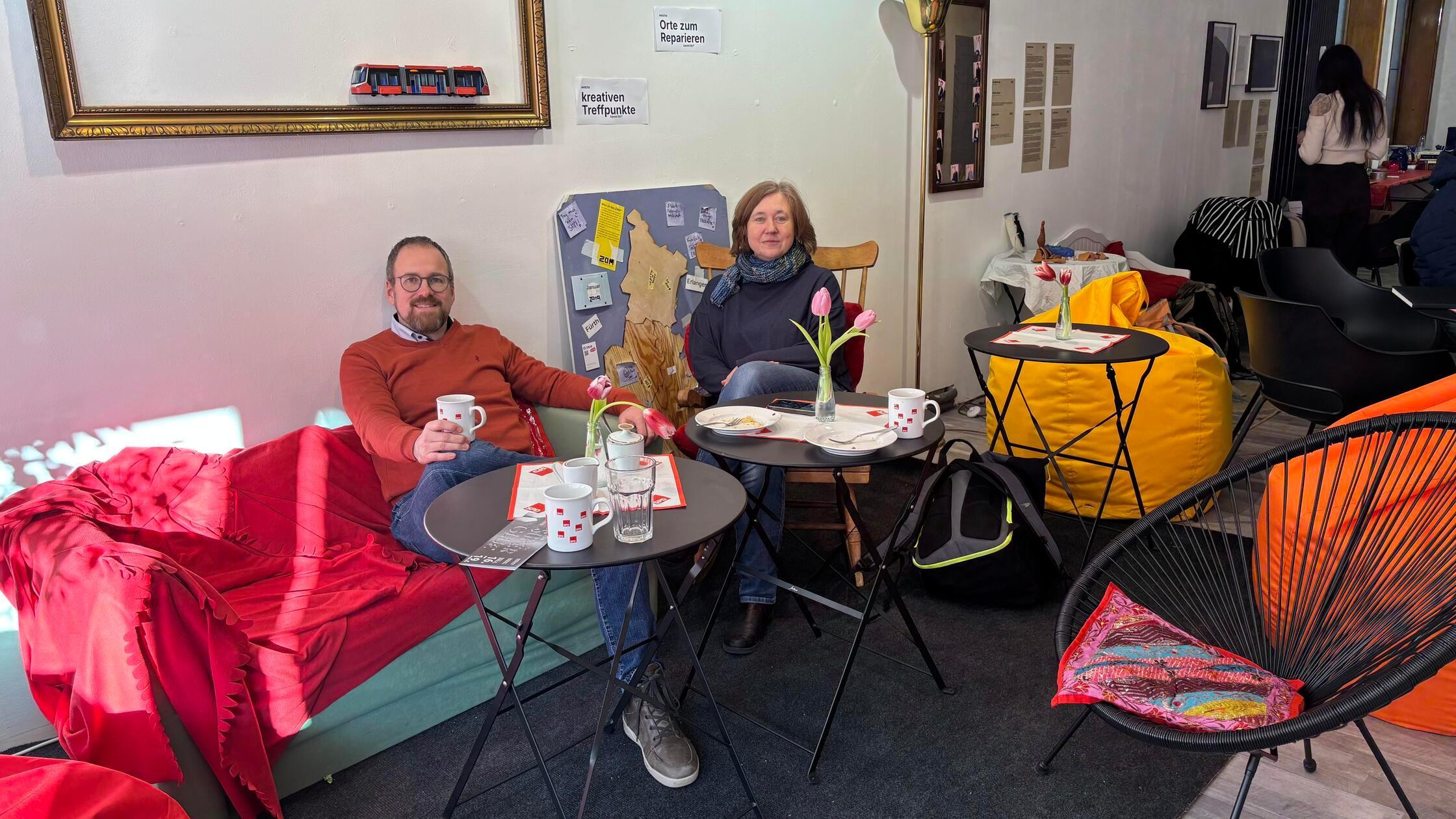 Pop-up Café Rot der SPD in Erlangen