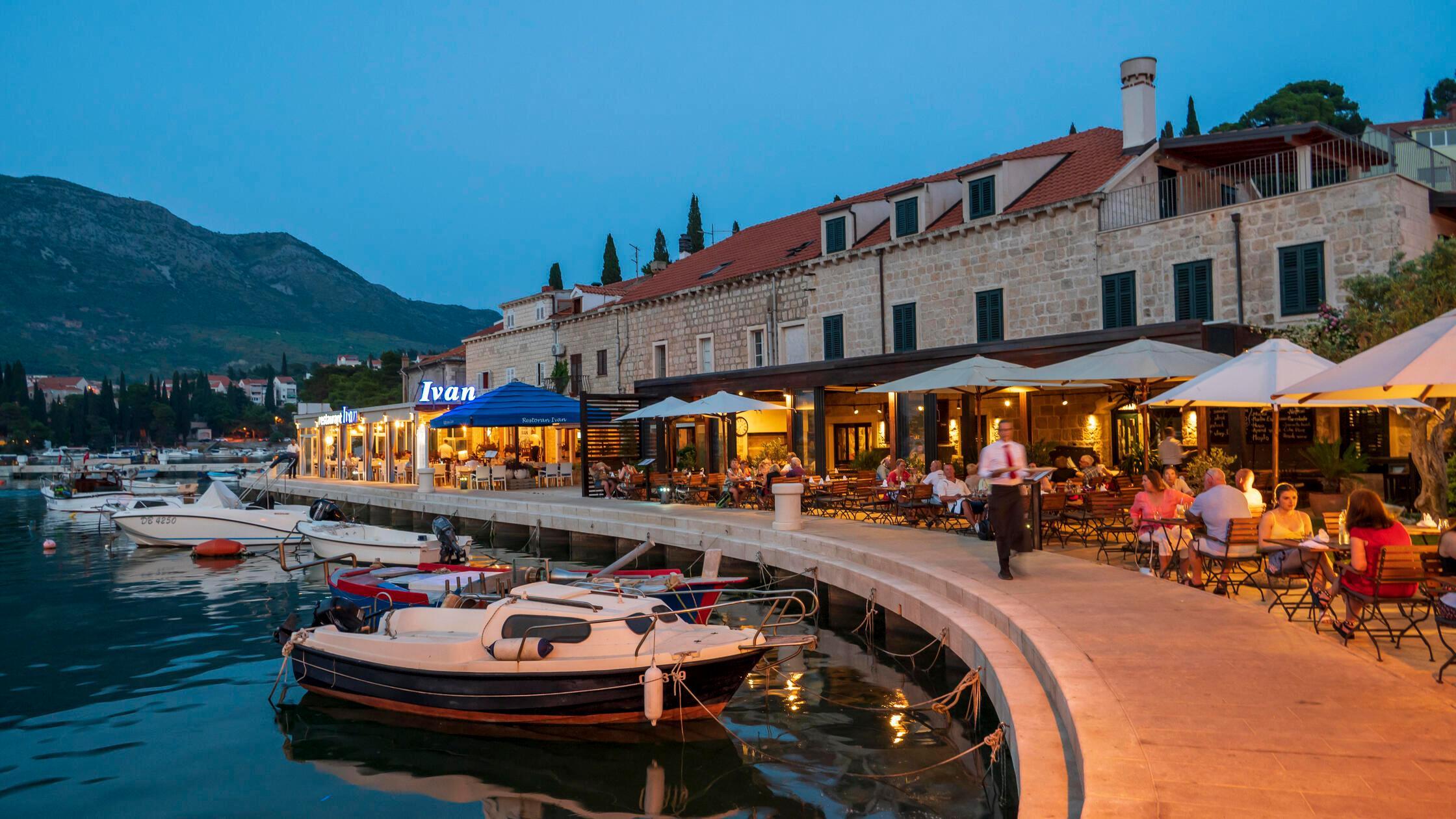 Restaurants on the waterfront, Cavtat on the Adria