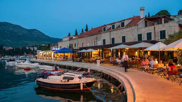 Restaurants on the waterfront, Cavtat on the Adria