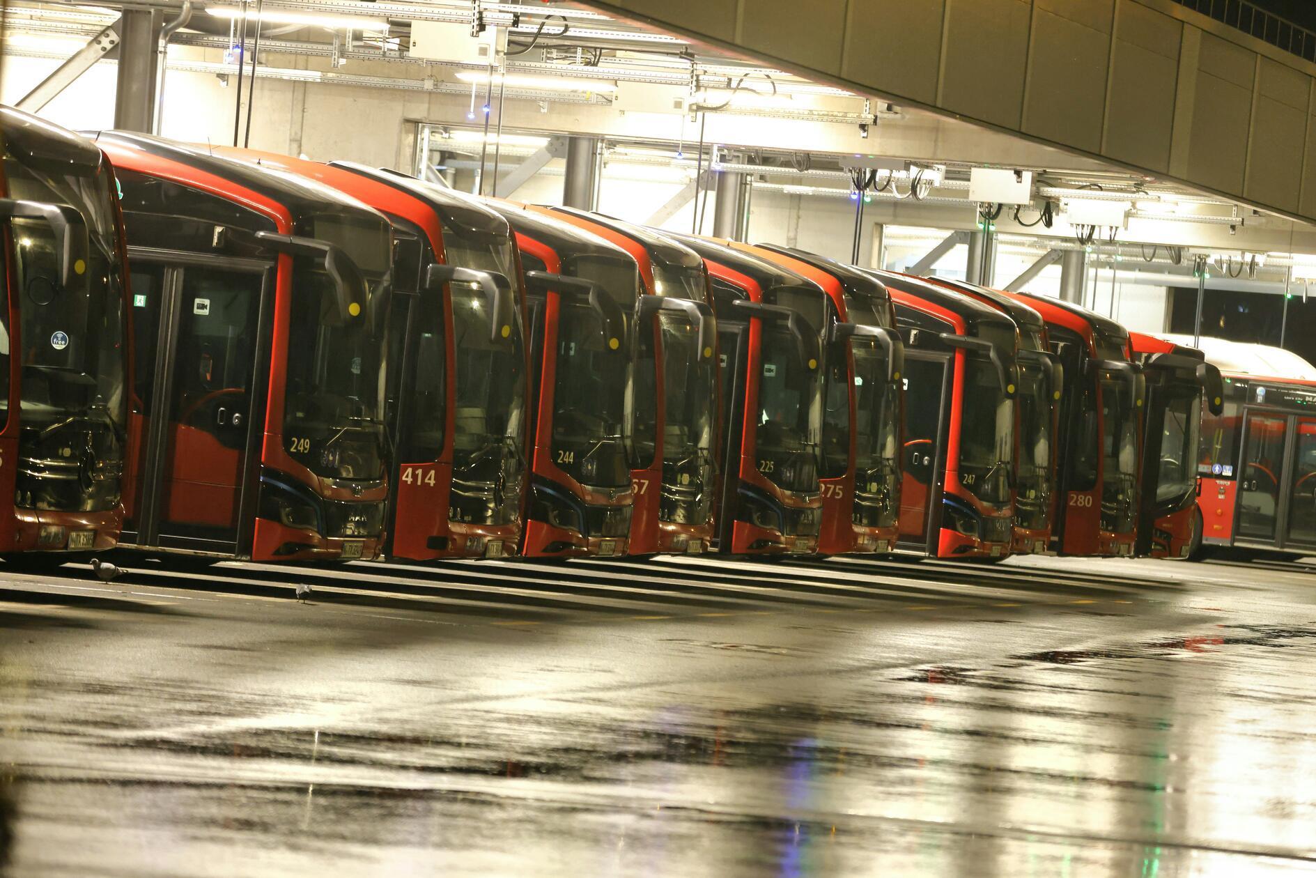 Auch heute geht deshalb kaum etwas im öffentlichen Nahverkehr (ÖPNV): So wie hier in Nürnberg stehen auch etwa in München viele Busse still.