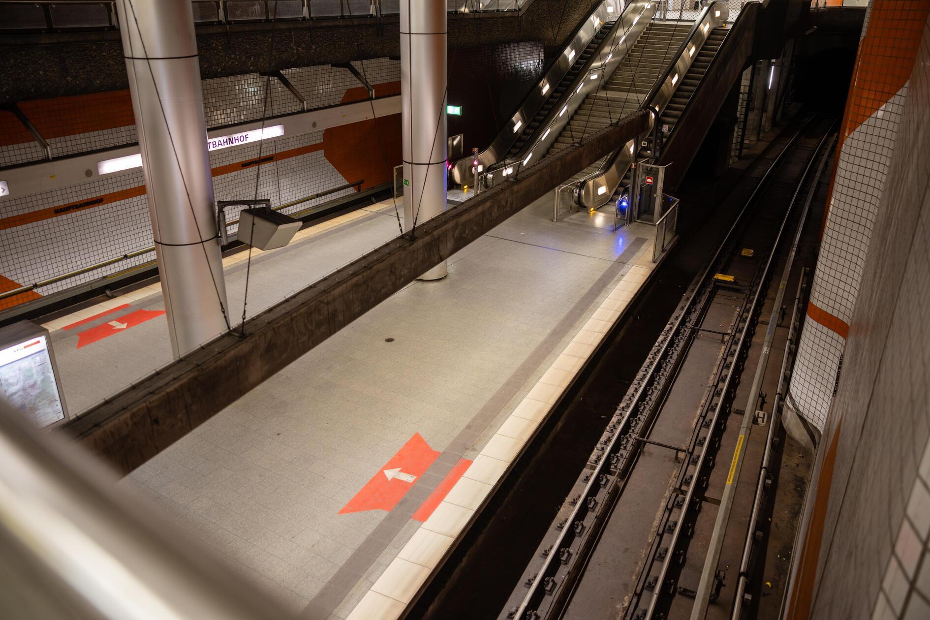 Leere Bahnsteige in Nürnberg.