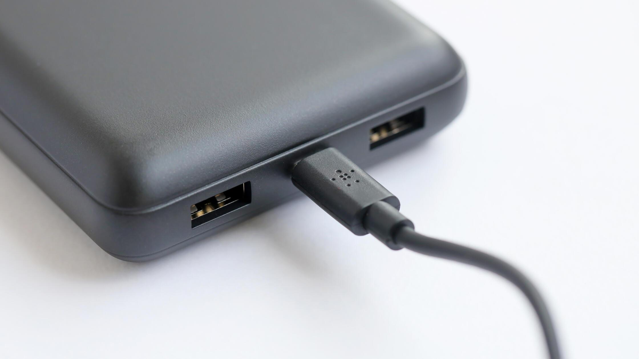 KYIV, UKRAINE - MAY 4, 2022 Portable Powerbank bat