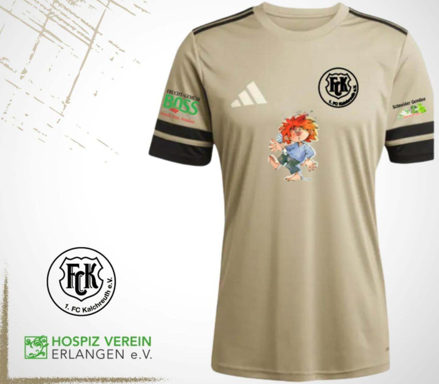Der 1. FC Kalchreuth präsentierte 2025 ein Sondertrikot im Pumuckl-Design, die gesammelten Spenden der Aktion gingen an den Kinder & Jugendhospizdienst KHD in Erlangen. - 329 Stimmen