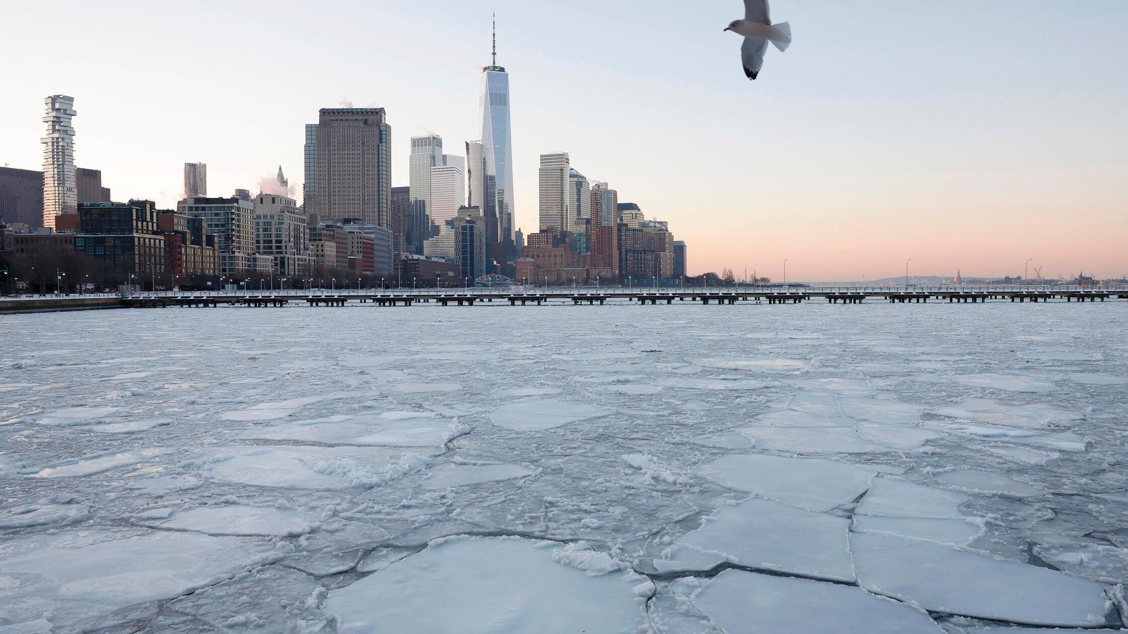 Sections of the Hudson River overlooking One World