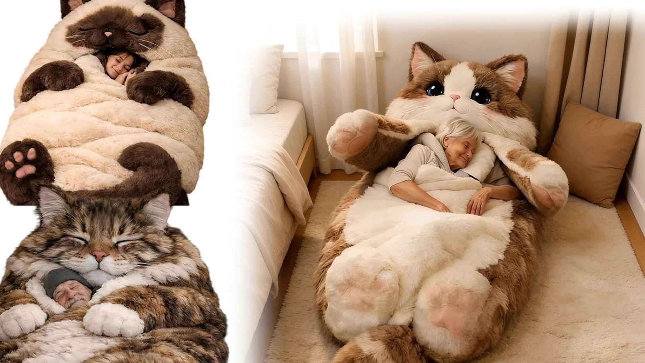 Katzen Schlafsack Bett Kissen Kuscheltier