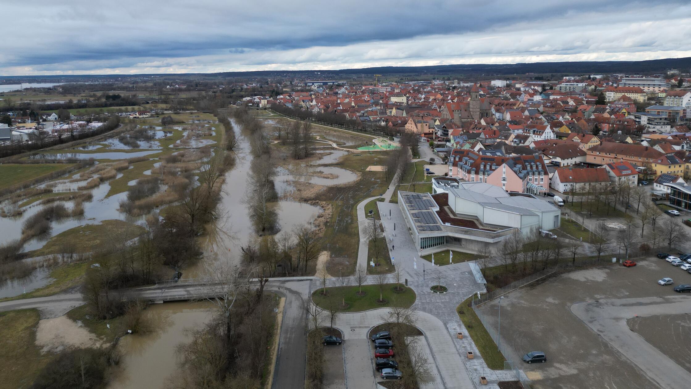 Gunzenhausen Hochwasser Luftbild Drohne