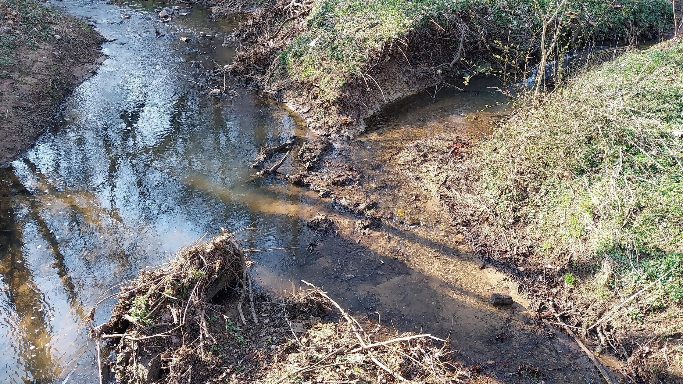 Stadtbach (li.) und Steinbach (re.) vereinen sich, fotografiert von unserem Leser Josef Kratzer.