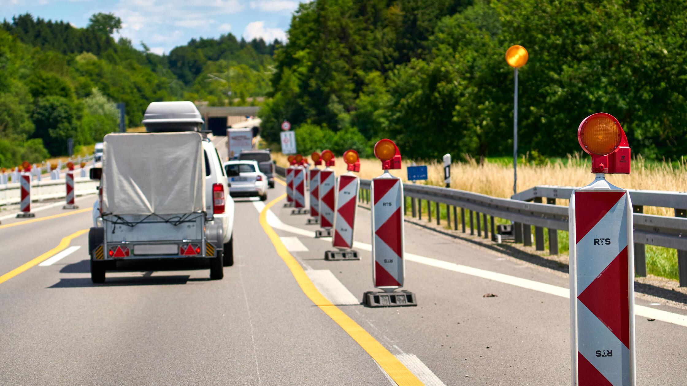 Bavaria, Germany - June 28, 2025: Roadworks on the