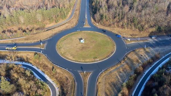 Der Kreisverkehr bei Allersberg.