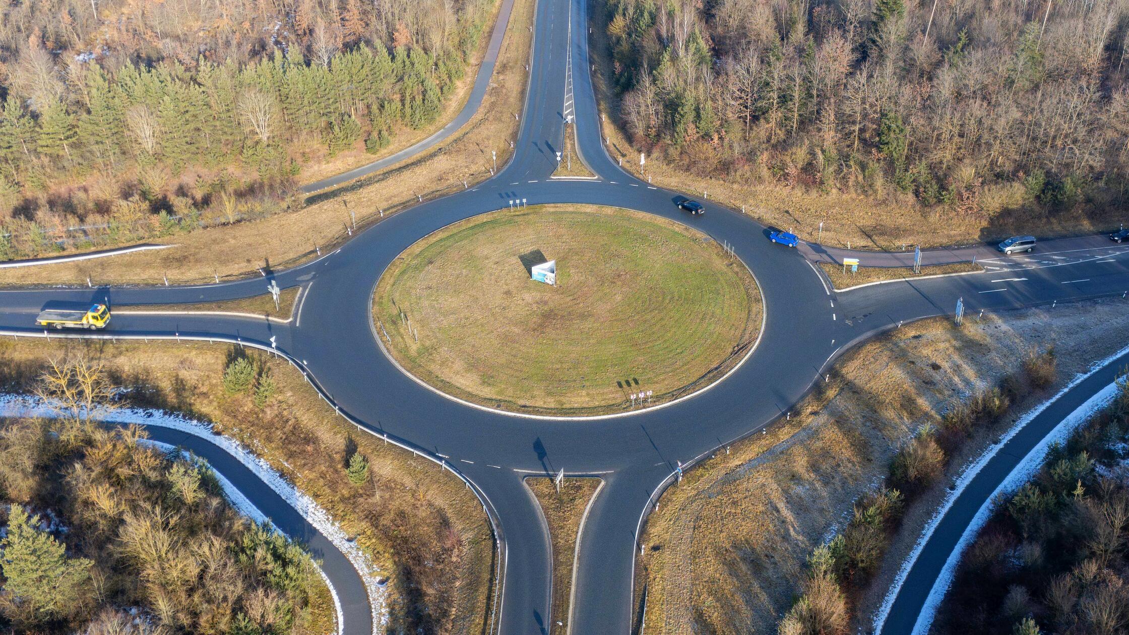 Der Kreisverkehr bei Allersberg.