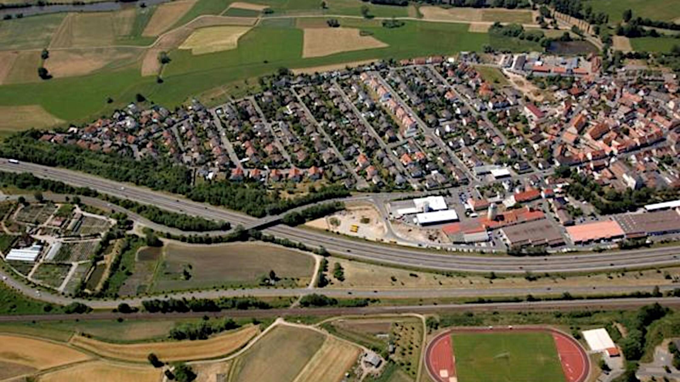 Das Baugebiet Point im Süden von Baiersdorf. Im Vo