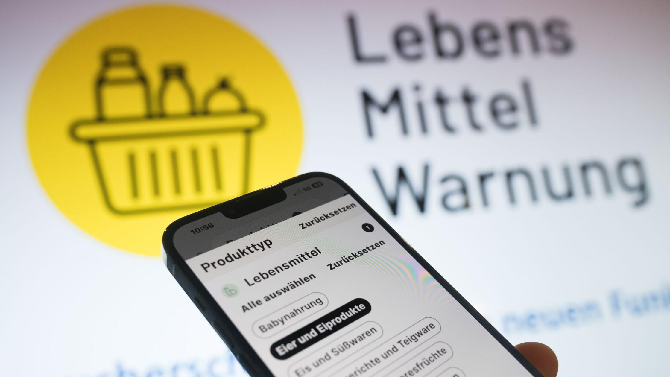 Die Kategorienauswahl der App «Lebensmittelwarnung