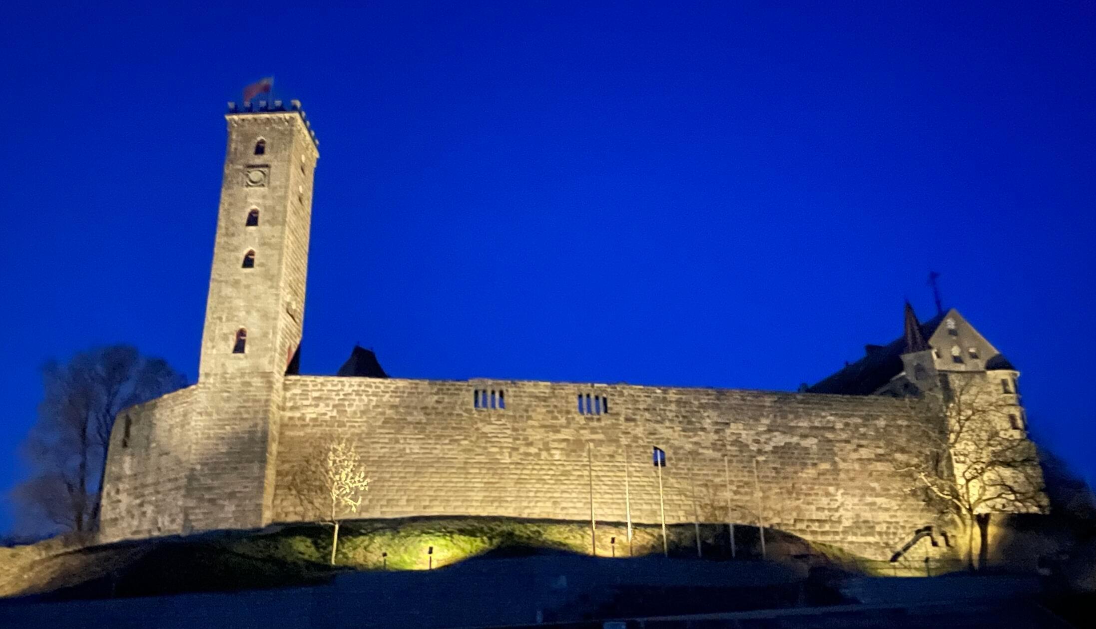 Abendblick auf die Burg Abenberg.