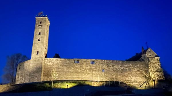 Abendblick auf die Burg Abenberg.