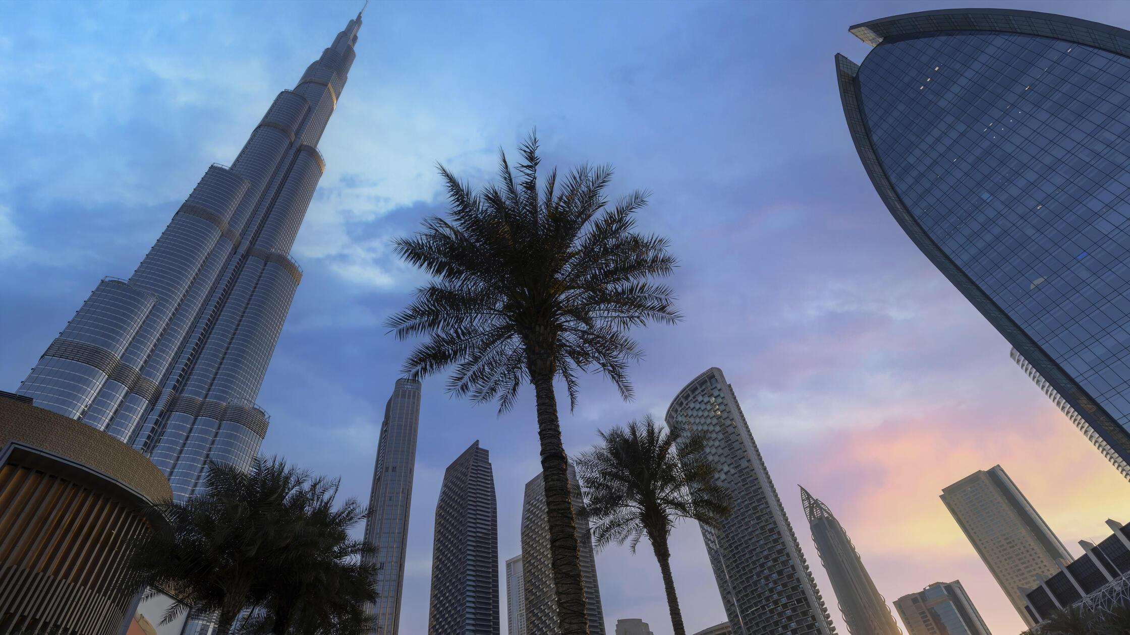 Vereinigte Arabische Emirate, Dubai, Finanzsilhoue