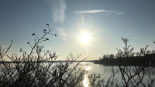 Blendende Nachmittagssonne über und im Rothsee bei angenehmen Frühlingstemperaturen.