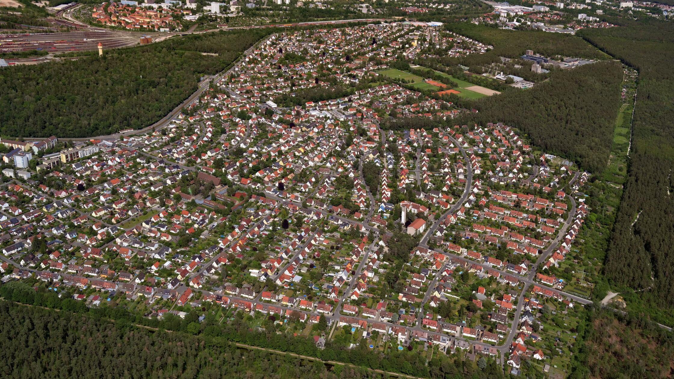 Luftbild der Siedlungen Süd: Im Workshop „Bauliche