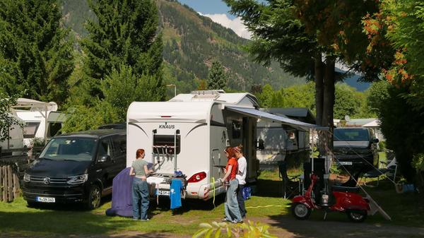 Unsere Parzelle auf dem Campingpark Burgstaller am Millstätter See.
