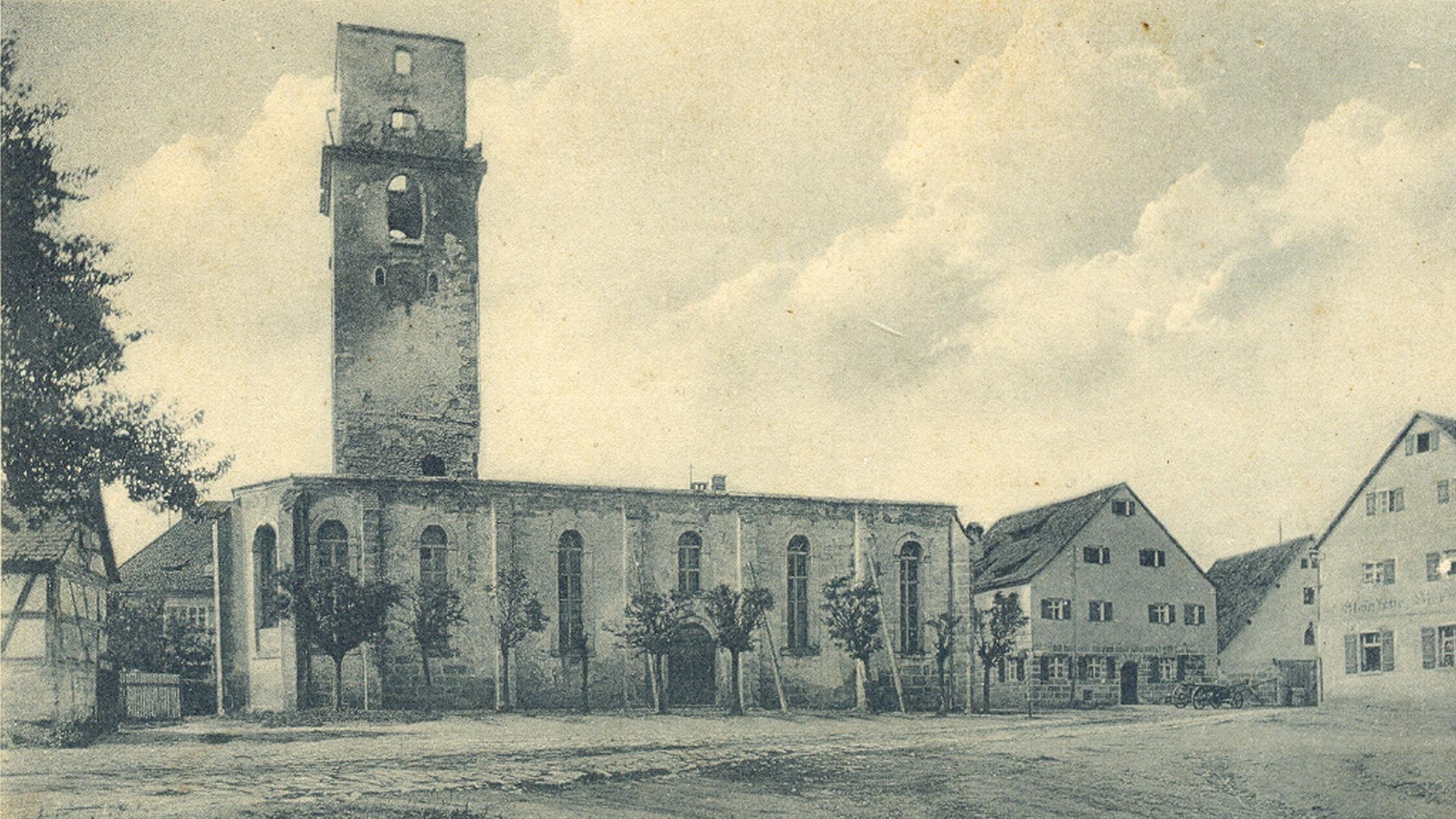 Pyrbaum_1926_Georgskirche_Brand