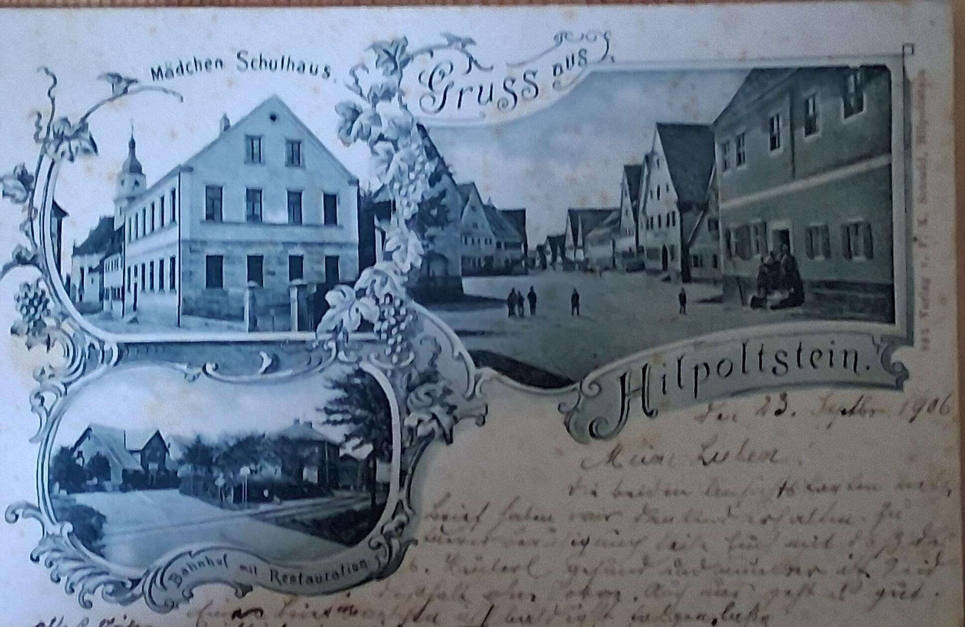 Postkarte von Hilpoltstein geschrieben 1906.