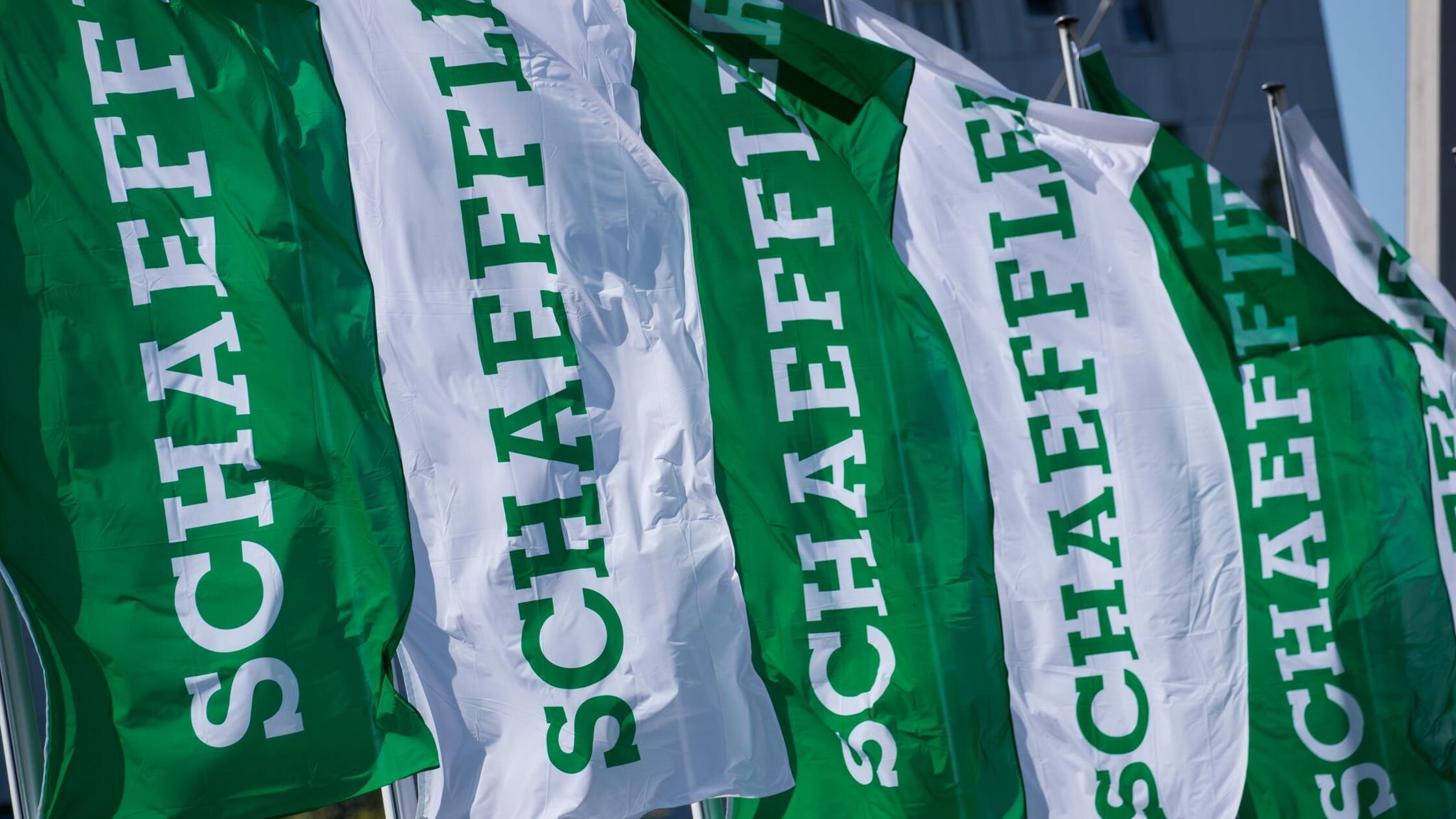 Flaggen mit dem Schriftzug der Schaeffler AG. (zu 