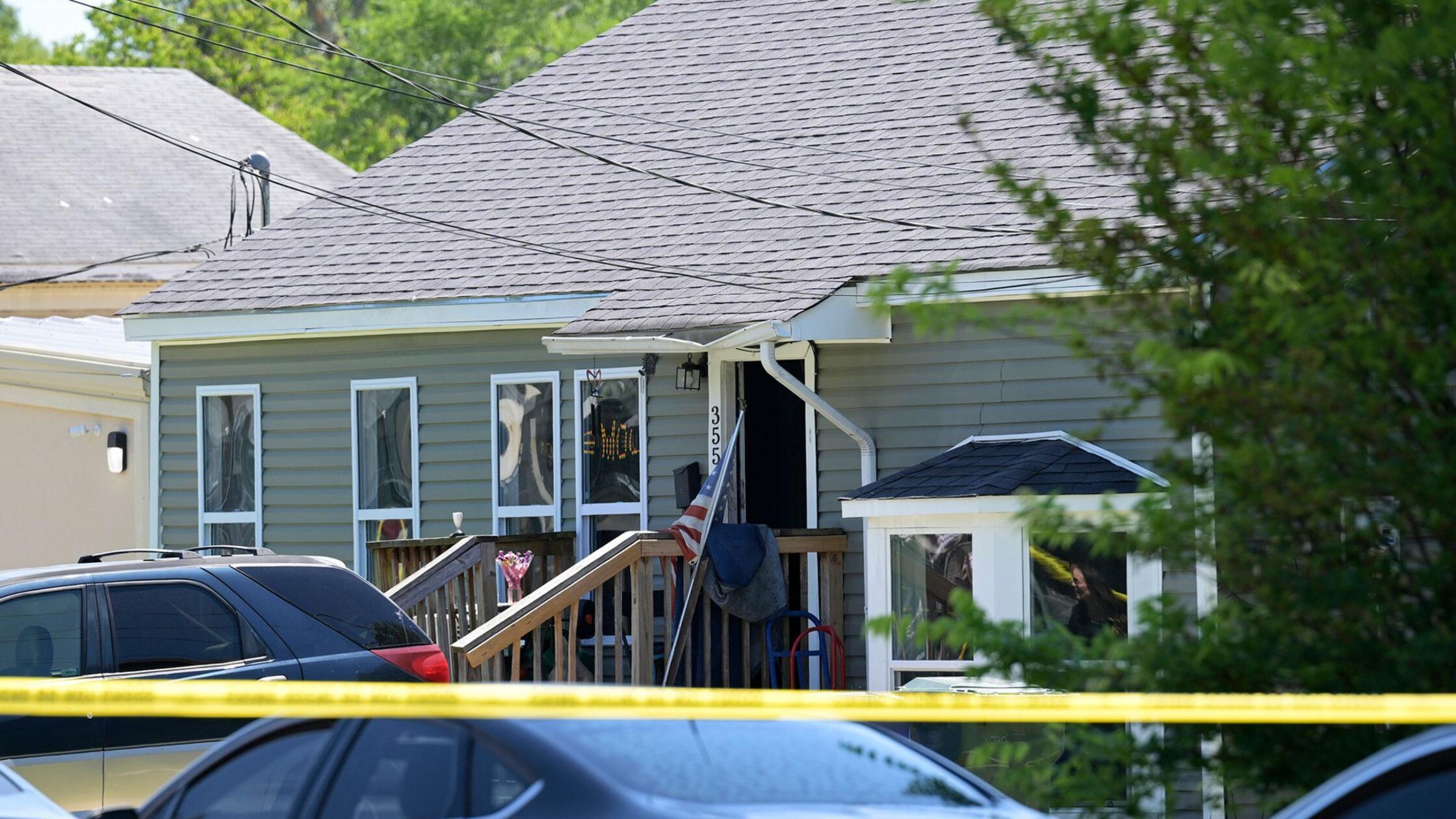 Polizeiband sperrt ein Haus in Shreveport, Louisia