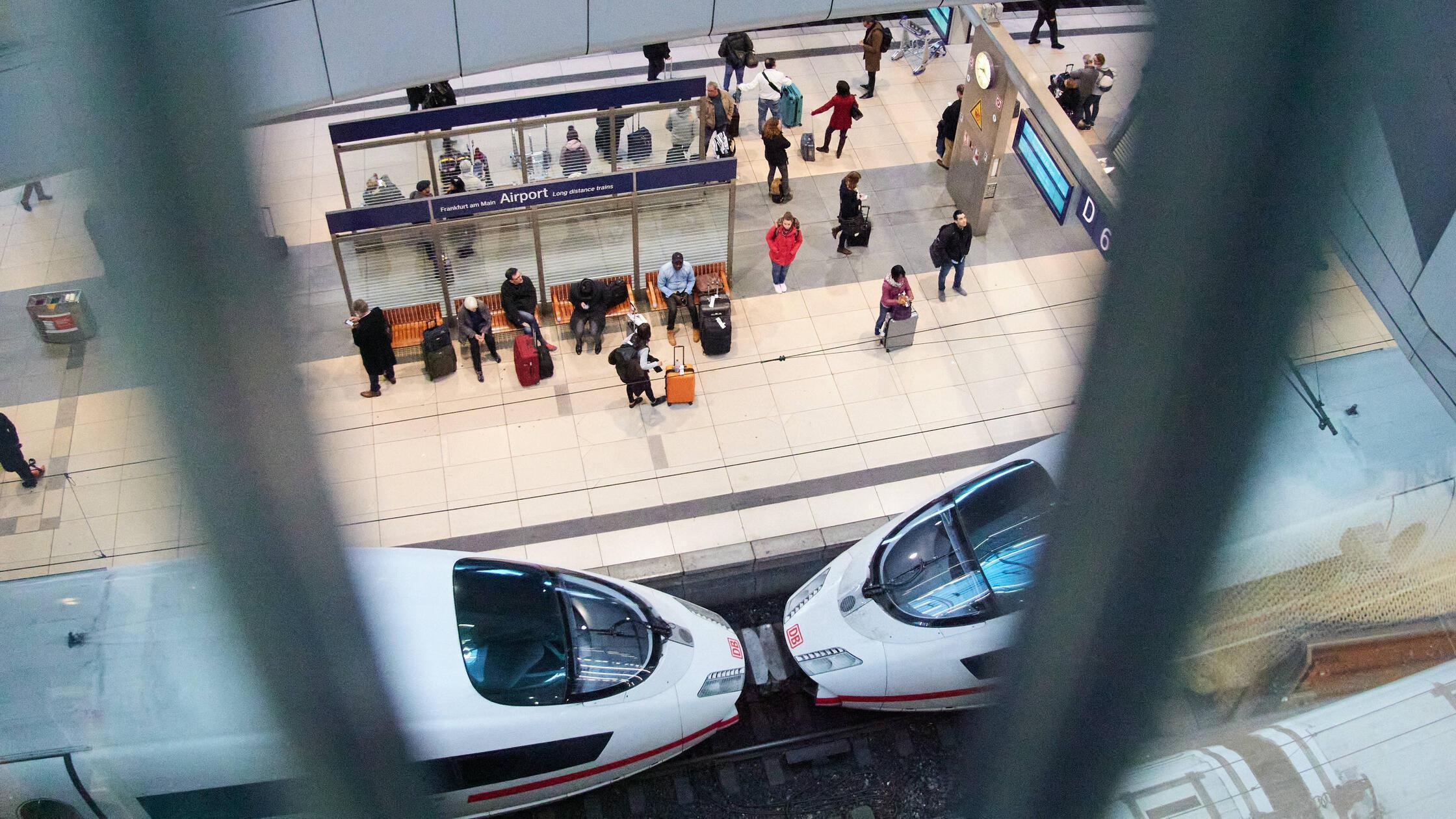Train station Frankfurt Airport, Feb 5, 2020. An I