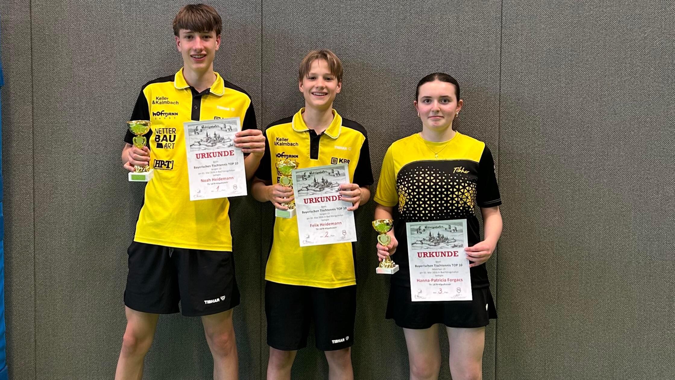 Von links: U19 Sieger Noah Heidemann, Felix Heidem