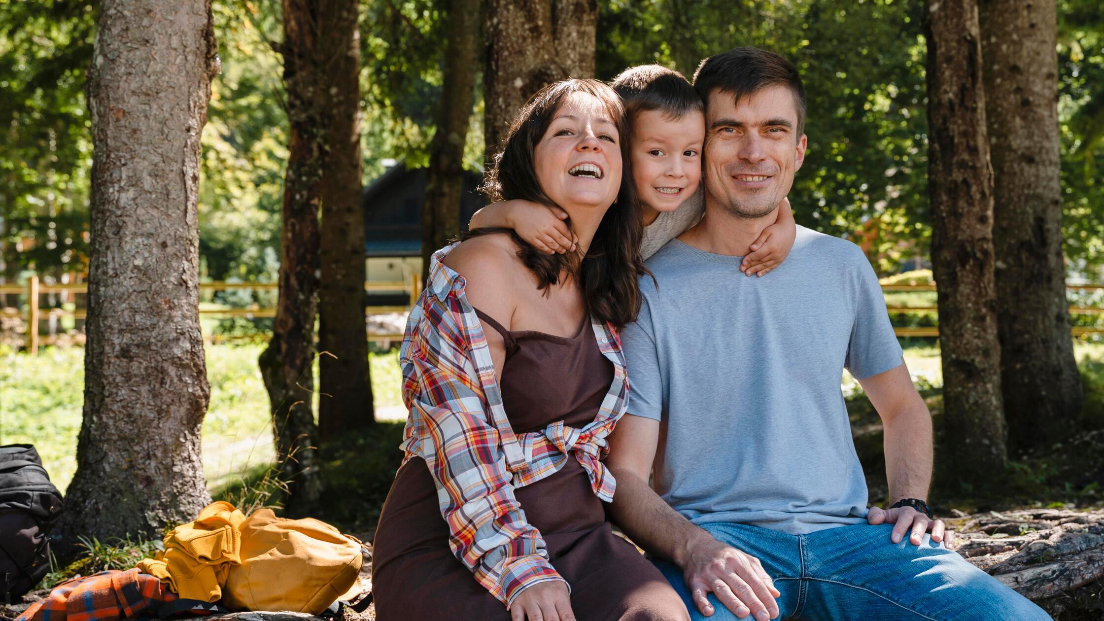 Family enjoying nature and bonding outdoors in a f