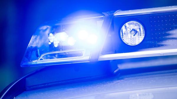 Ein Blaulicht leuchtet an einer Polizeistreife. (z