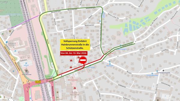 Die Umleitung der Hainbrunnenstraße erfolgt über d
