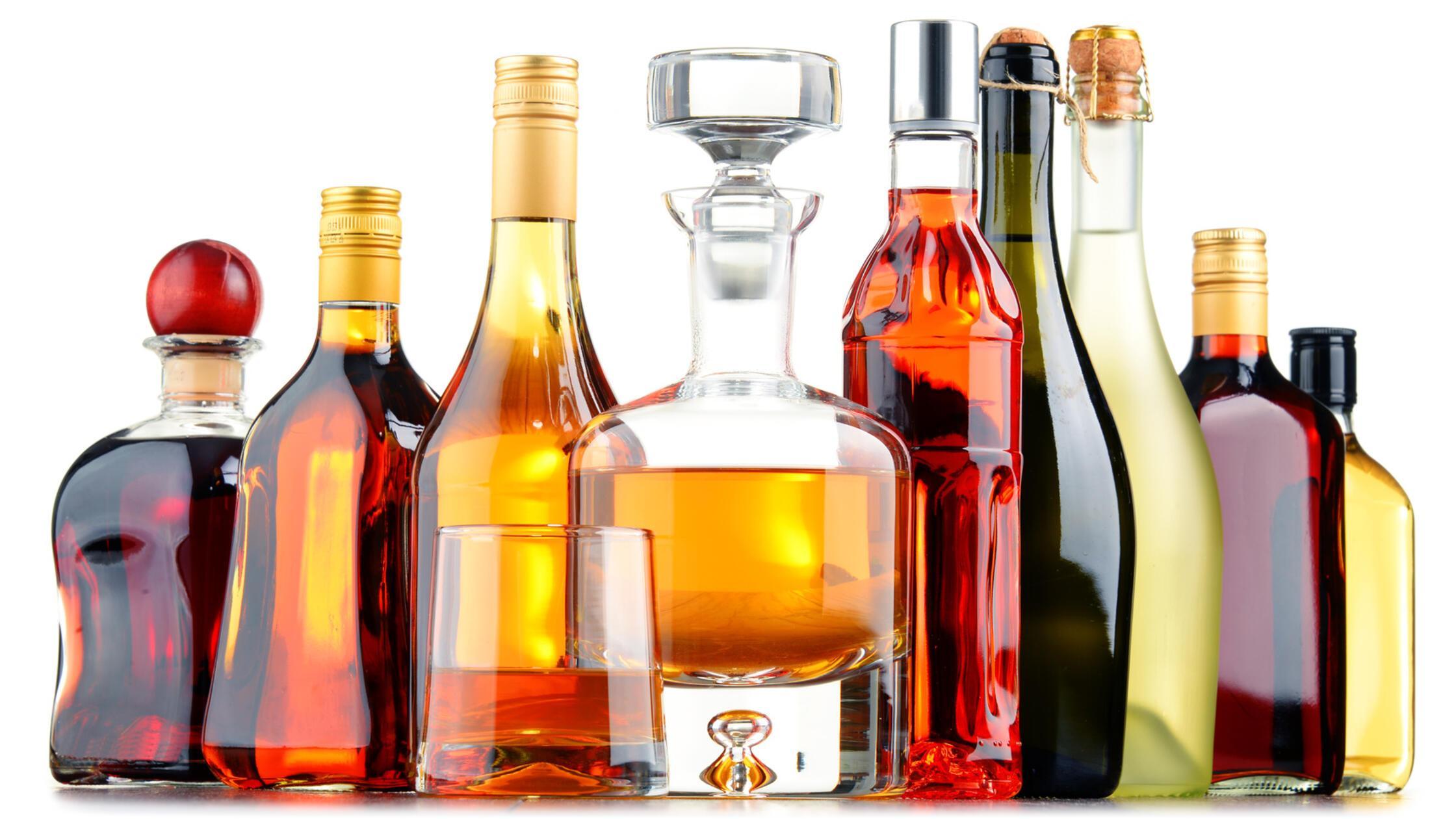 Bottles of assorted alcoholic beverages