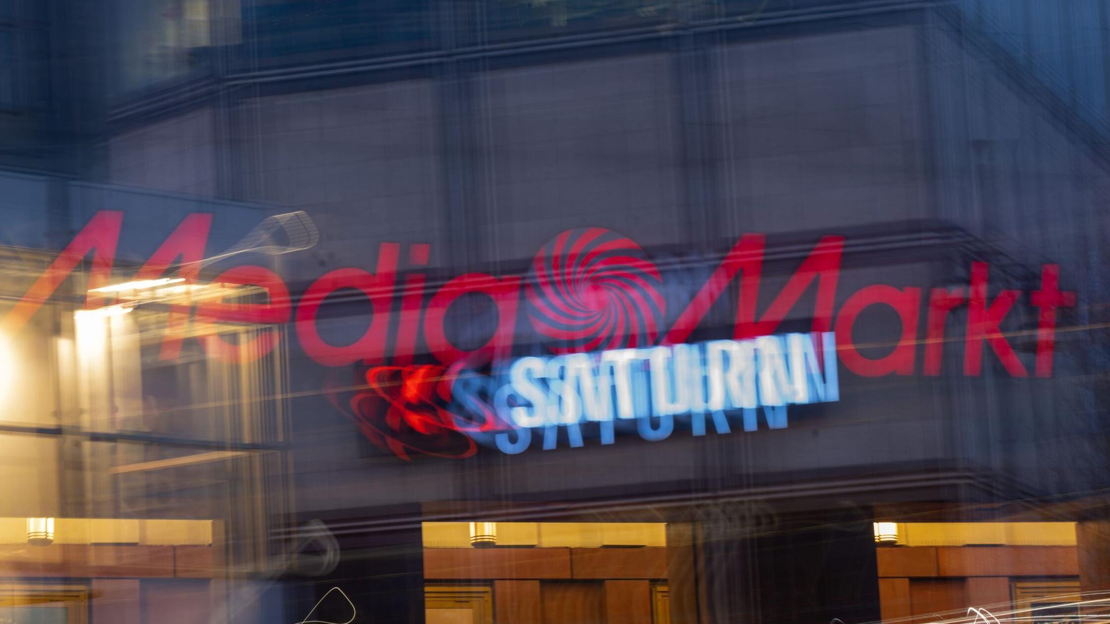 Das Logo eines Media Markts am Alexanderplatz in B