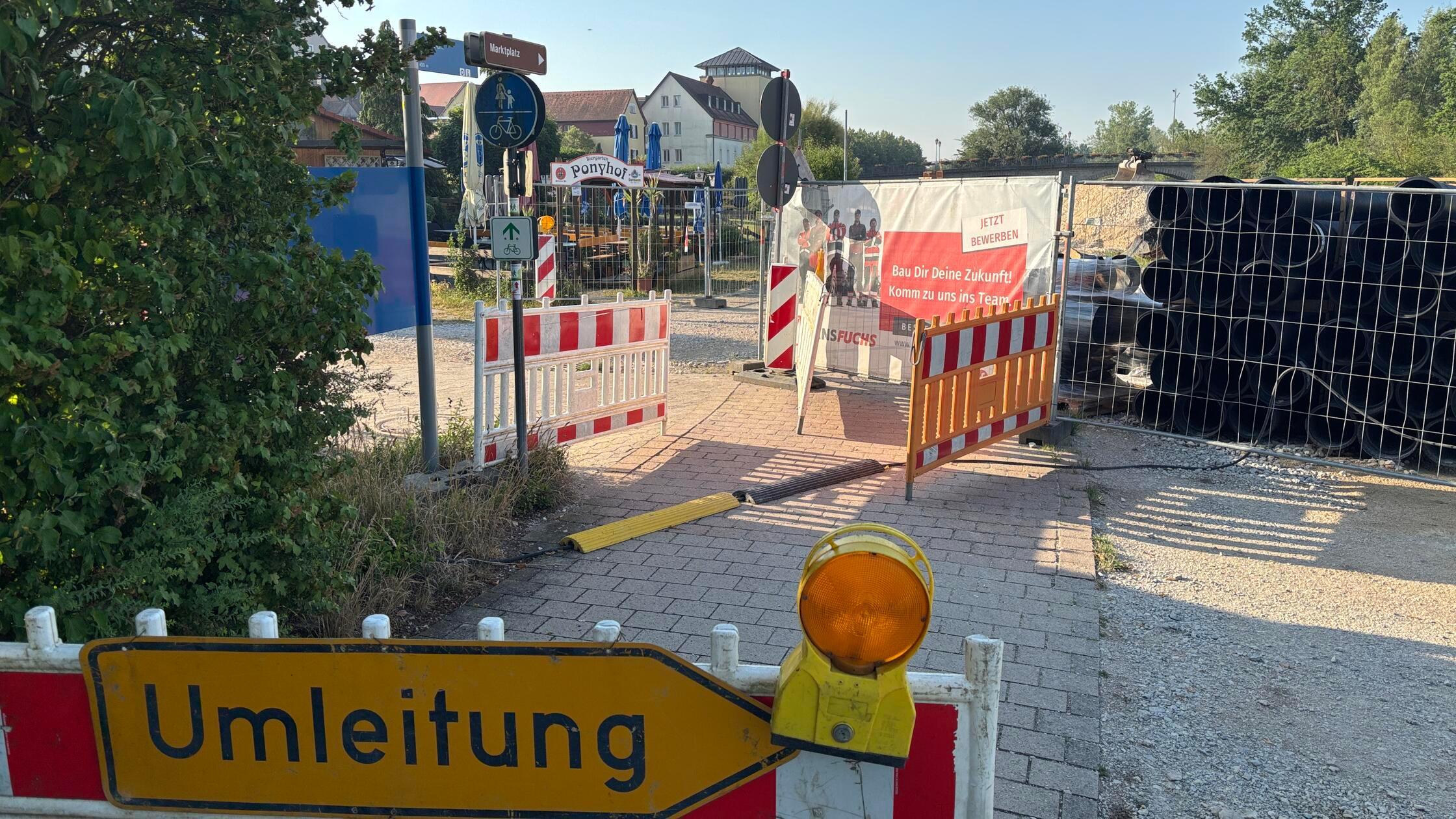 Baustelle Biergarten Ponyhof Hochwasserschutz