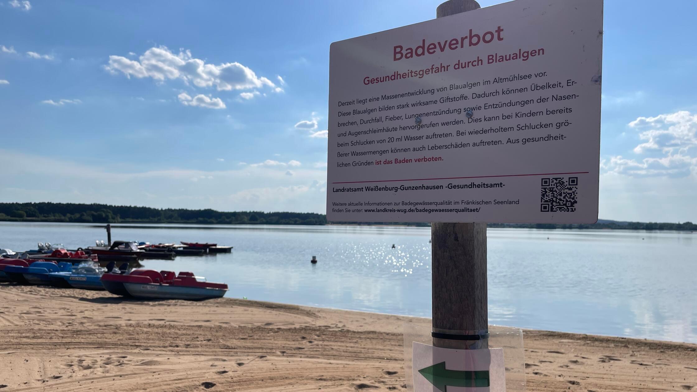 Badestrand Schlungenhof Altmühlsee Blaualgen