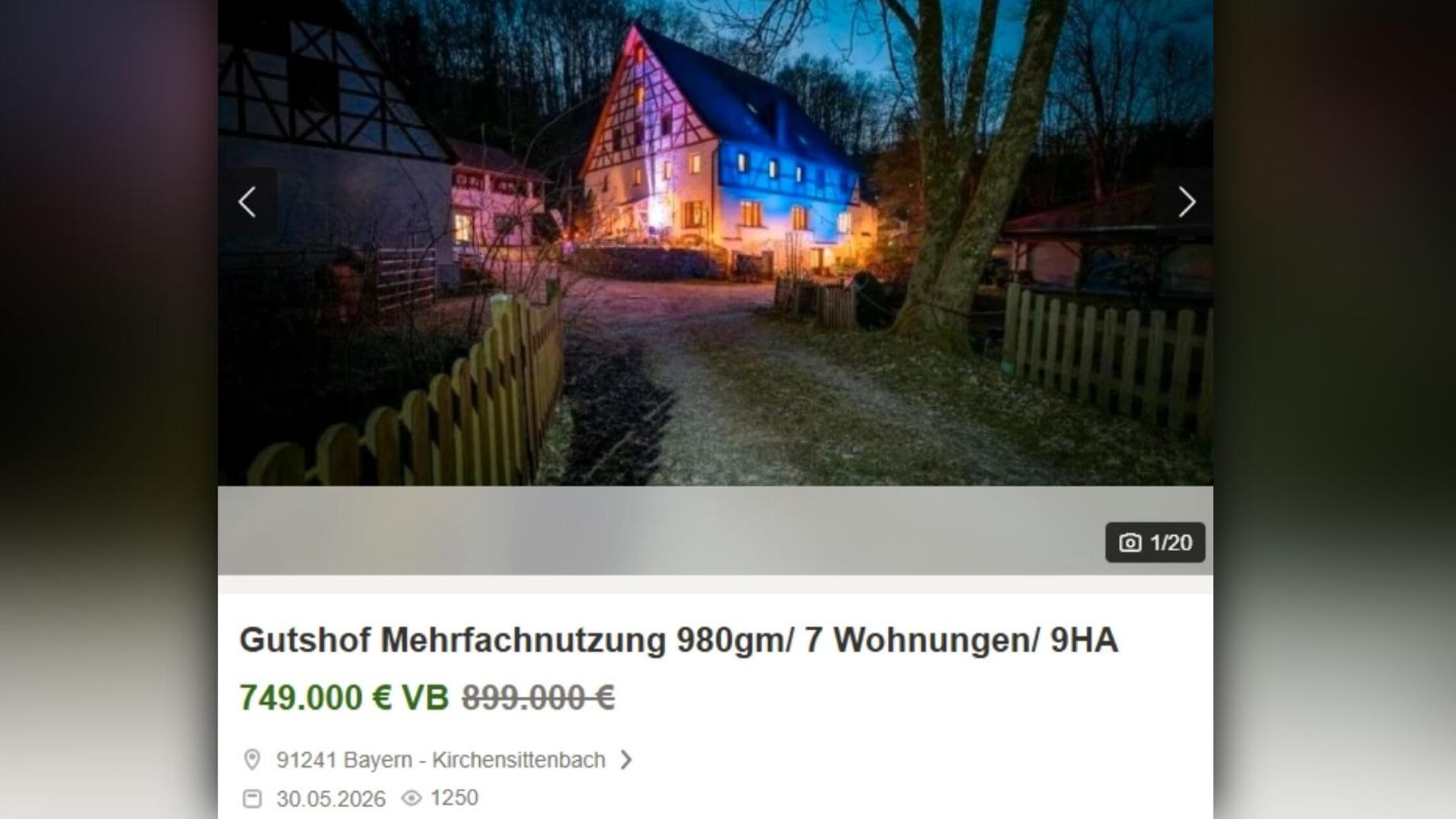 Gut Obermühle Verkaufsanzeige