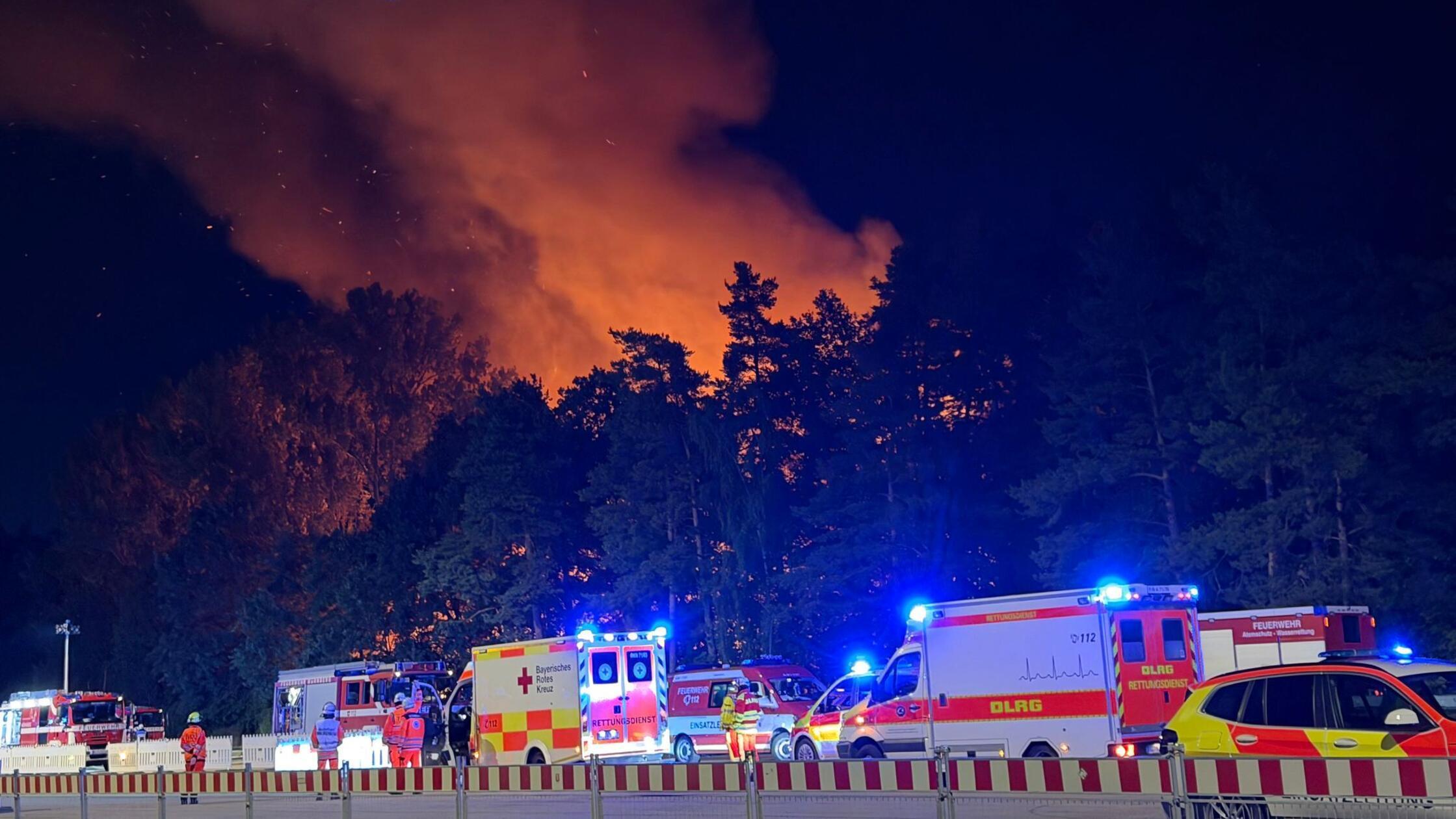 Feuerwehrleute sind bei einem Waldbrand im Einsatz