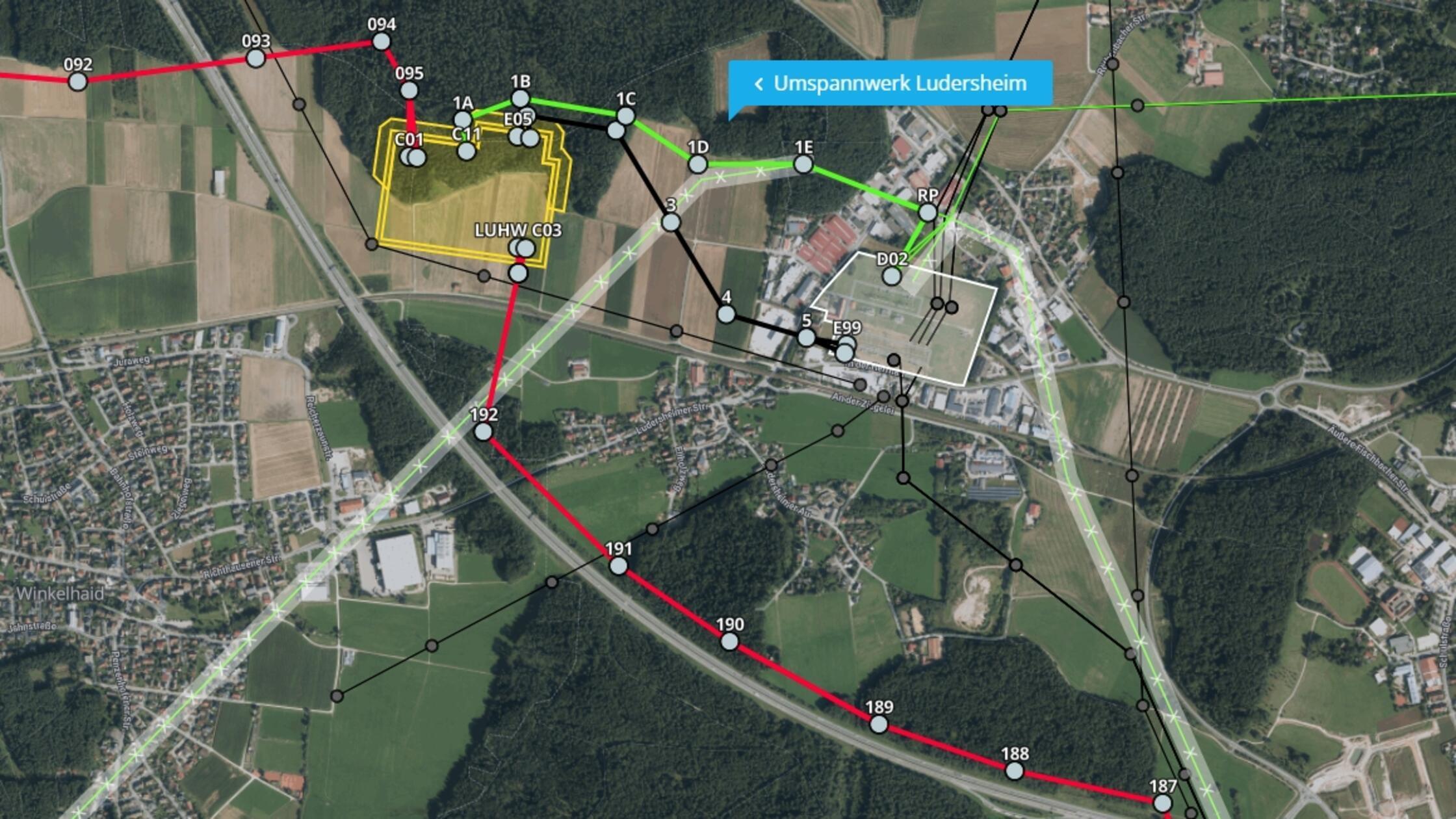 Ludersheim Karte Stromleitungen Tennet