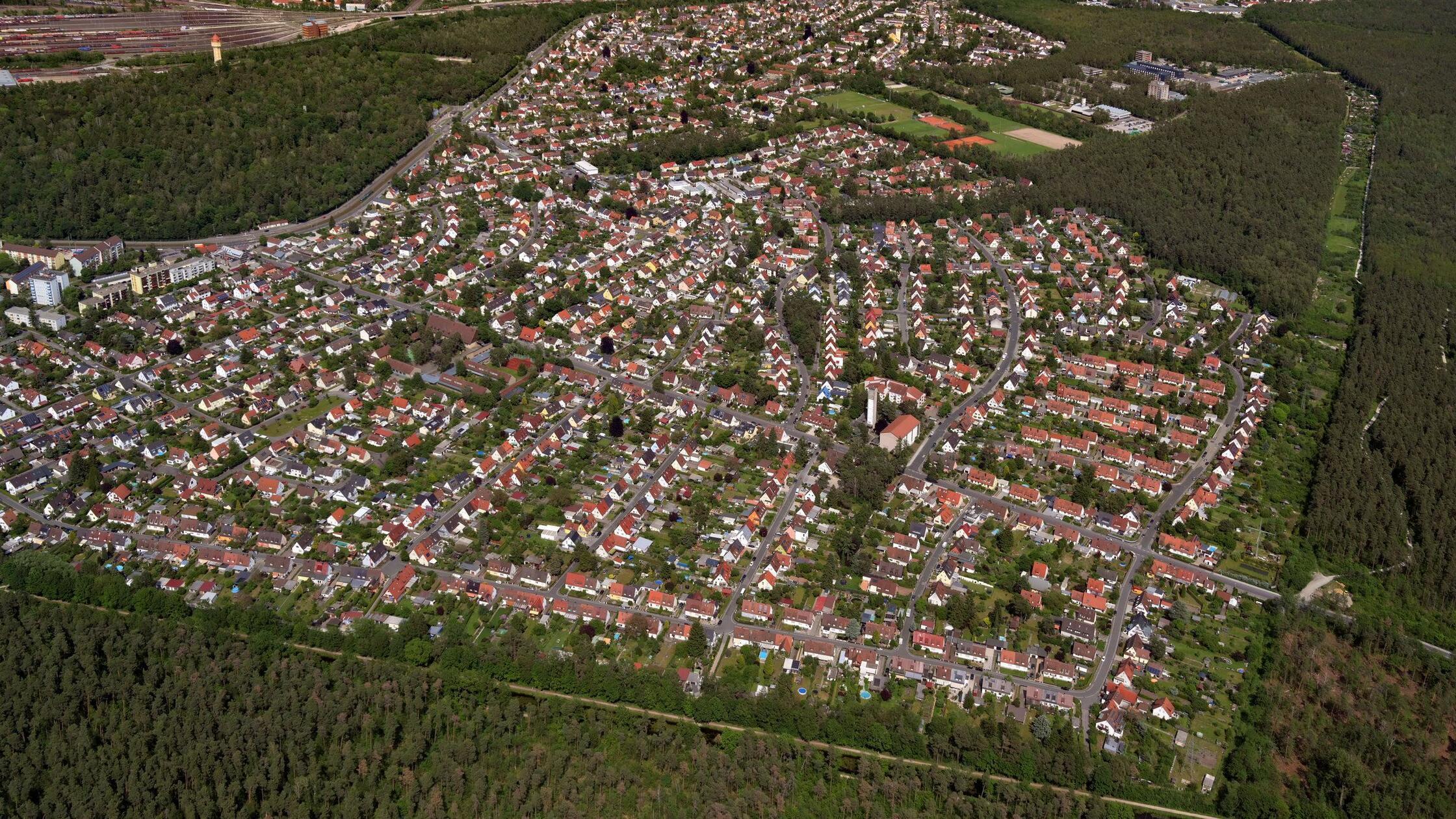 Luftbild der Siedlungen Süd: Im Workshop „Bauliche