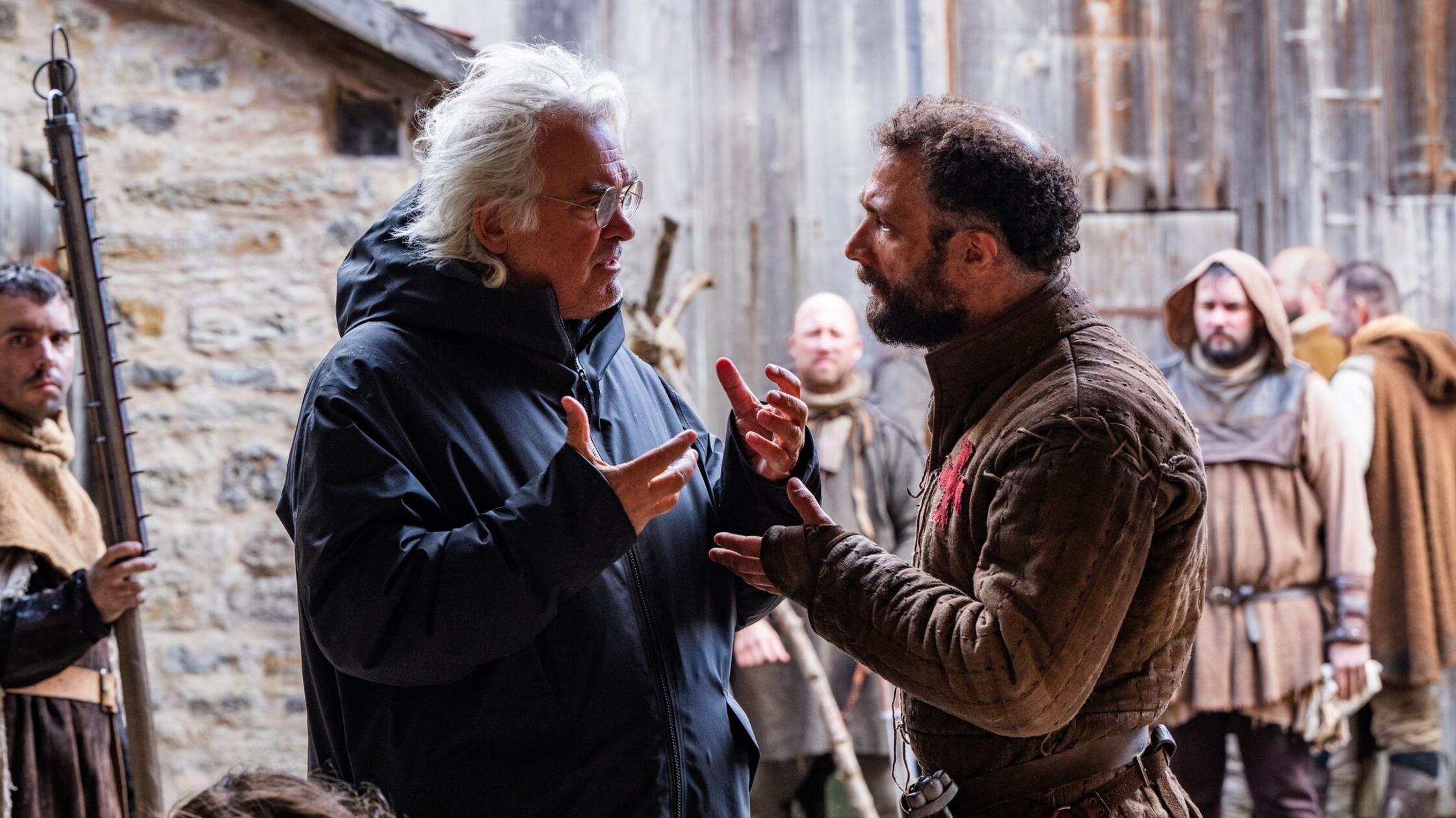 Regisseur Paul Greengrass  (l) und Schauspieler Co