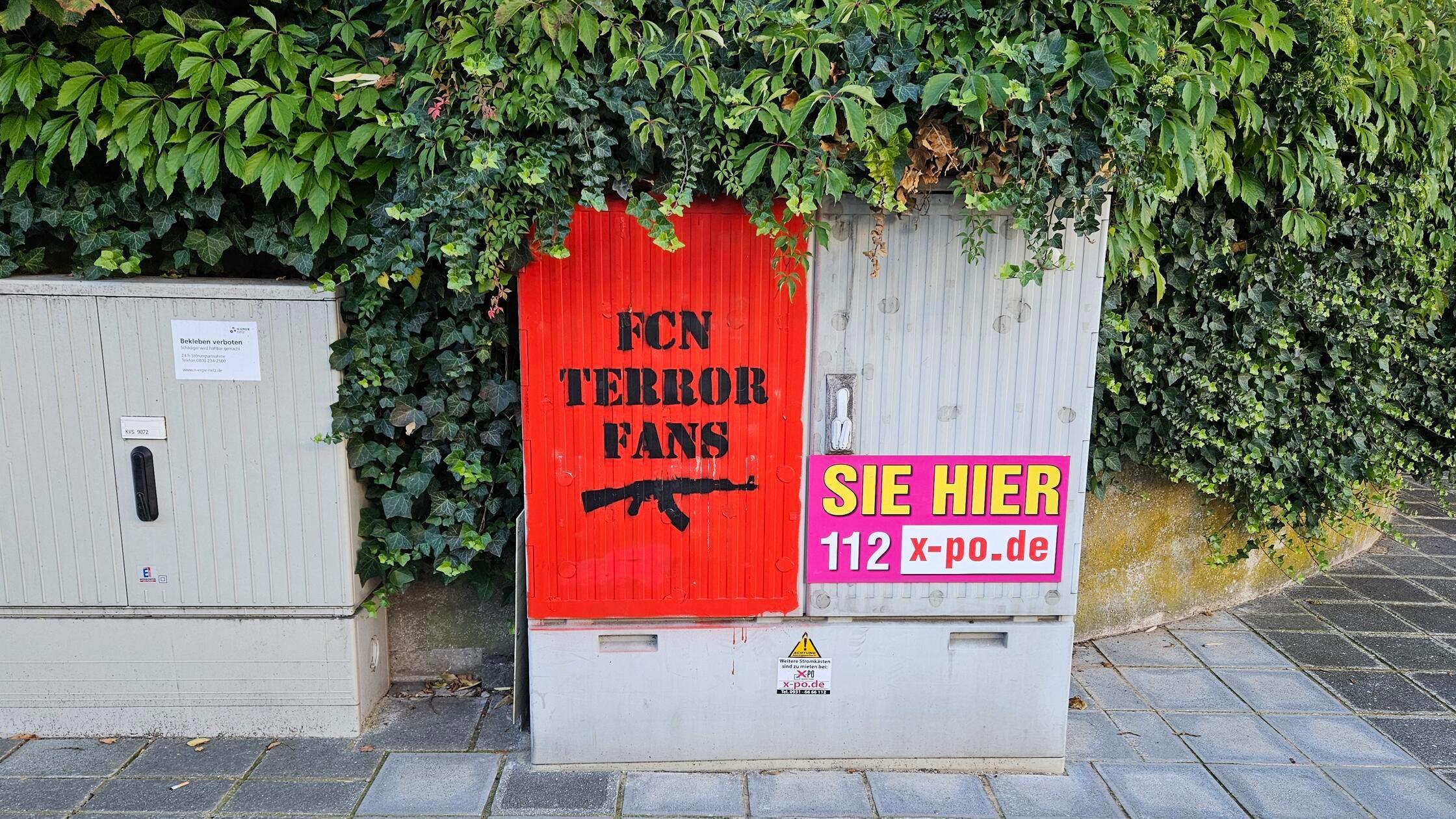 FCN Terror Fans: RAF-like graffiti at the stadium in Nuremberg